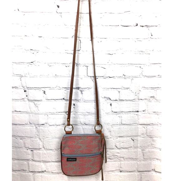 Adriana Fish Zippered Gray Red Screen Printed Fabric Crossbody - Picture 8 of 10